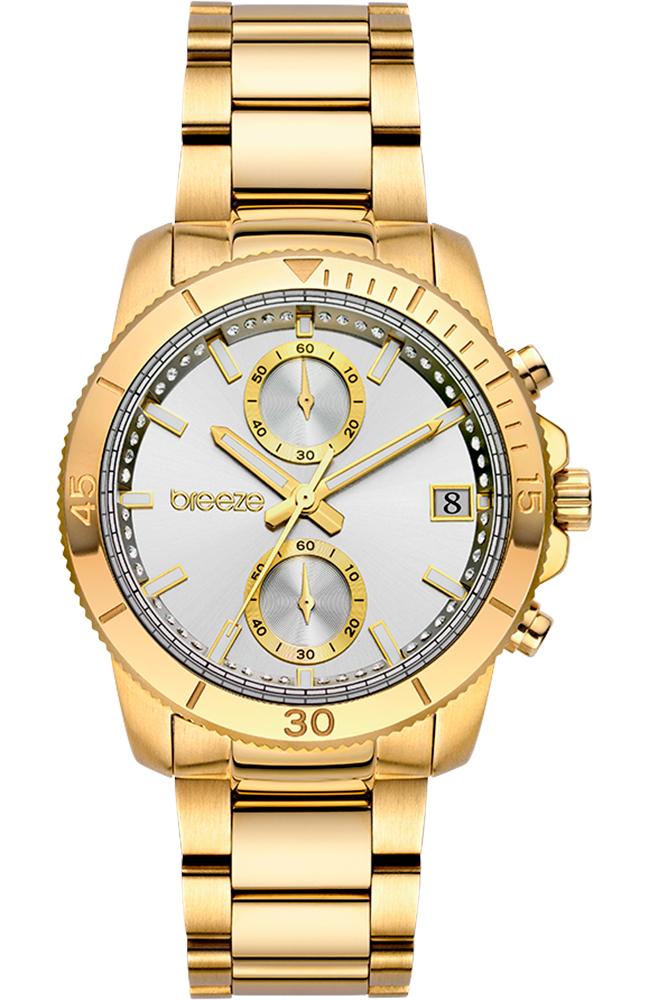 Breeze Sparkly Gold Stainless Steel Chronograph 212391.2